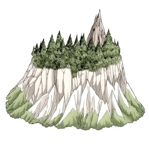 Mountain Peak Surrounded By Trees