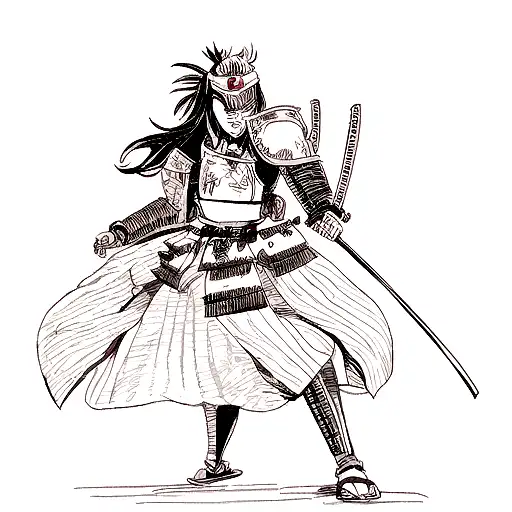 Samurai In Full Armor With A 3 Tomoe Sharingan