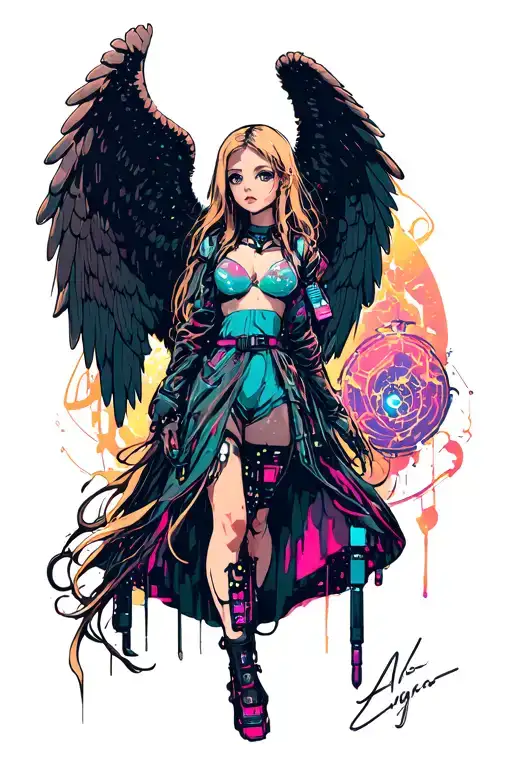 Girl Angel In The Style Of Cybersicityism