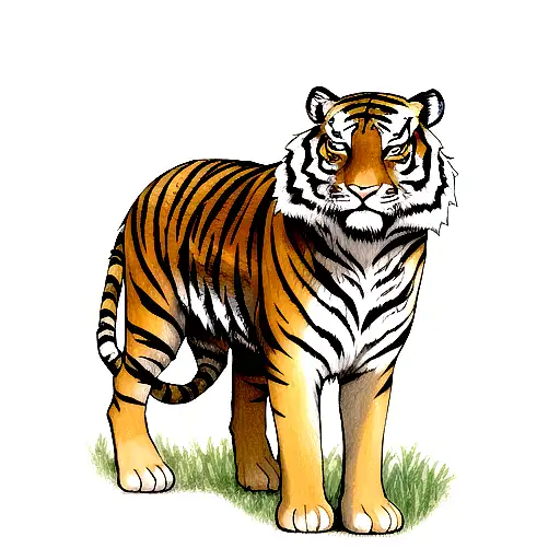 Tiger With A Lotus Flowe