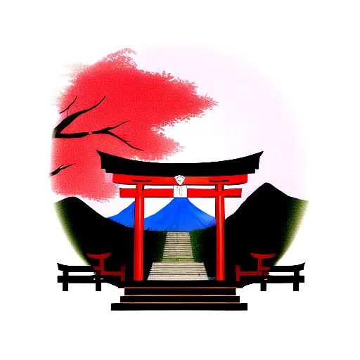 Fox In A Japanese Torii