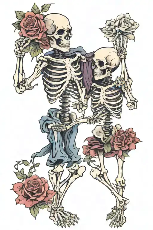 Skeleton Couple Holding Hands Holding