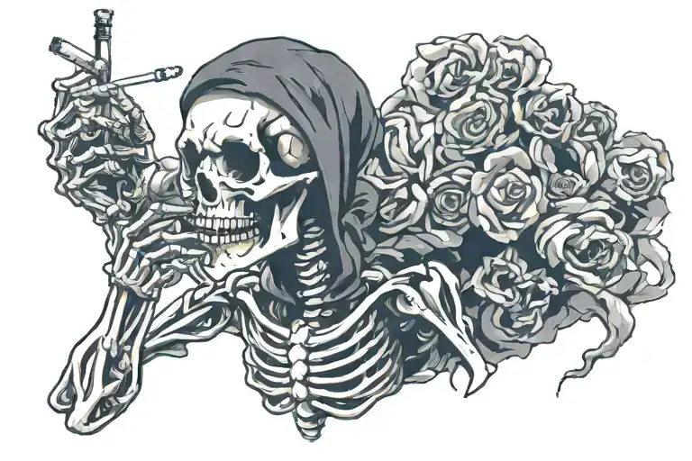 Skeleton Smoking A Cigarette