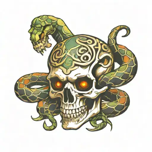 Skull With Snake
