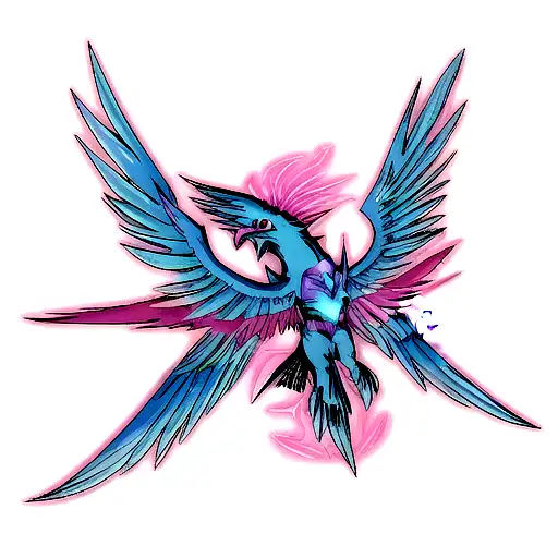 Blue Purple And Pink Phoenix