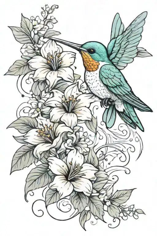Hummingbird And Flower