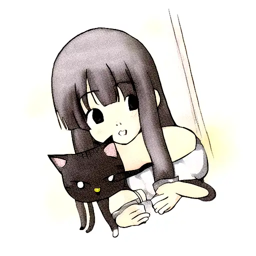 Anime Girl With Cat