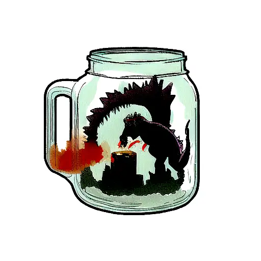 Godzilla Trapped In A Mason Jar With Fire Breath