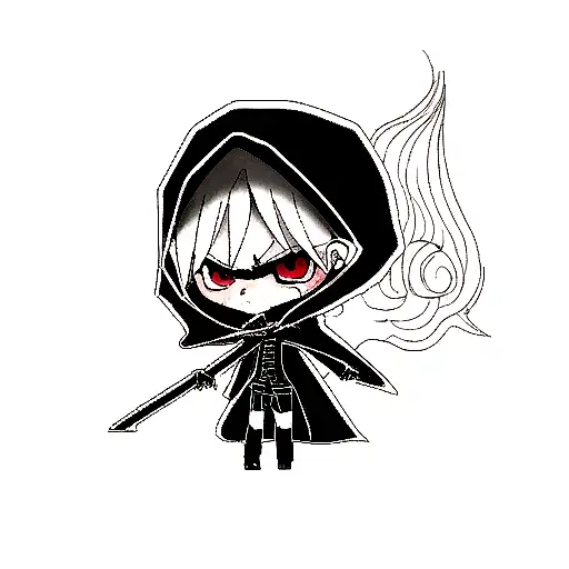 Serious Dark Grim Reaper With Hood