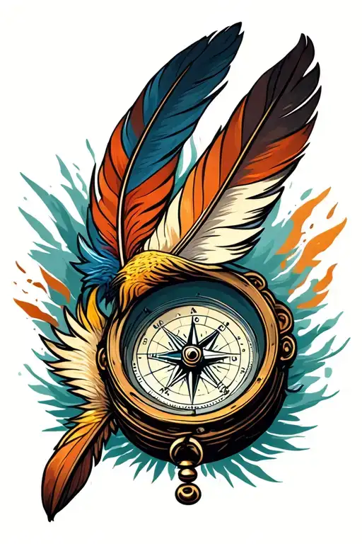 Bird Feather Cutting A Navigation Compass