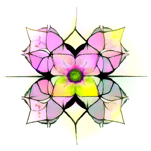 Abstract Flower Garden In Geometric Shapes