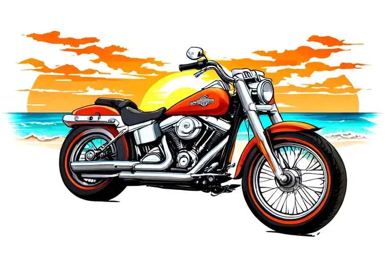 Beach Sunset Harley Davidson