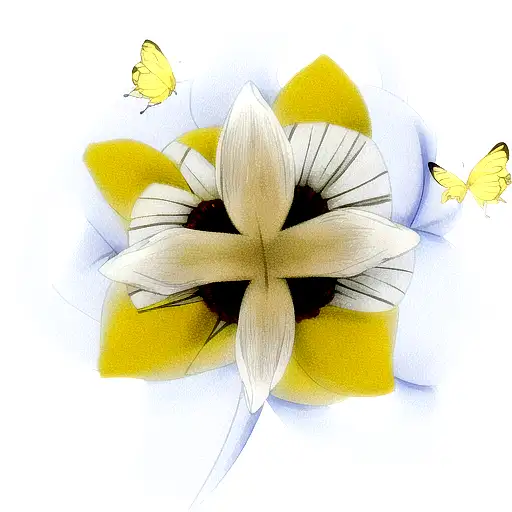 White Rose With Yellow Butterfly