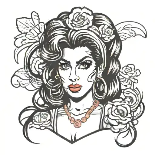 Amy Winehouse Cartoon Portrait Style