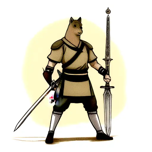 Capibara Standing With Sword