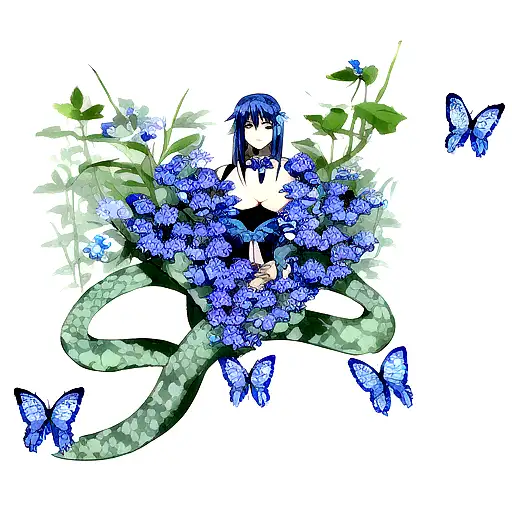 Snake Made Of Blue Butterfly Flowers