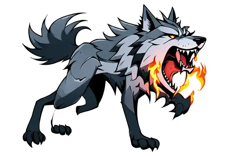 A Steel Wolf With Burning Eyes And Bared Fangs