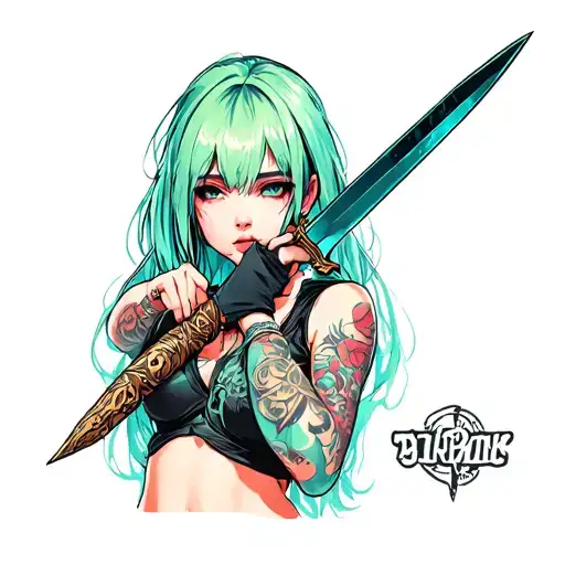 Cyberpank Girl With A Dagger