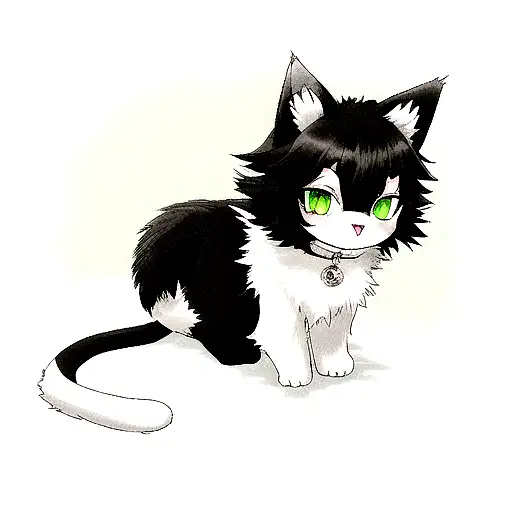 Cat With Black And White Fur White Green Eyes