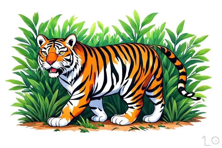 Tiger Walking Through Bushes