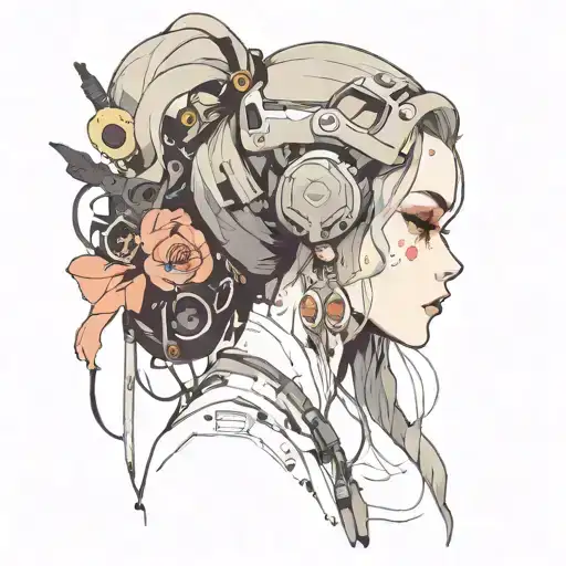 Cyberpunk Horror Anime Girl No Background Simple