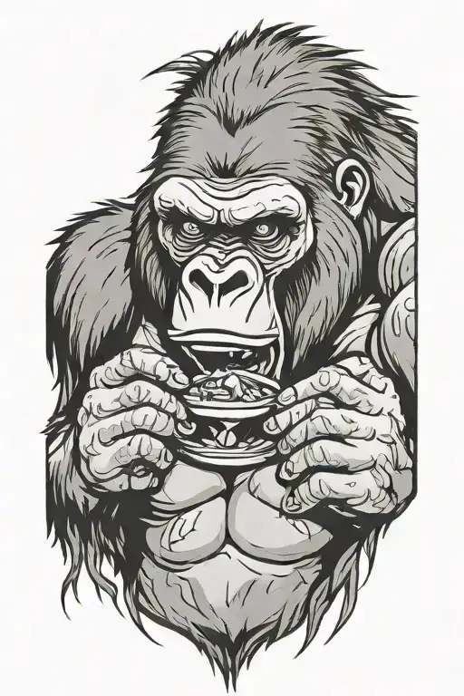 Gorilla Eating Bear Head