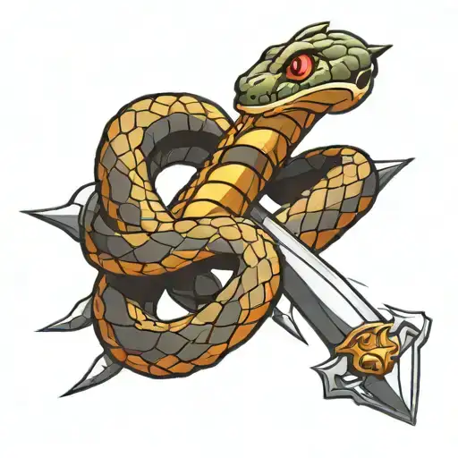 Snake Coiled Around A Dagger