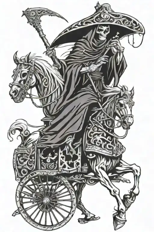 Grim Reaper Riding Gypsy Caravan