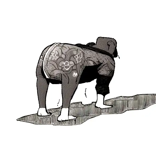 A Dotwork Tattoo Of A Dog Playing Jiu Jitsu On The Beach