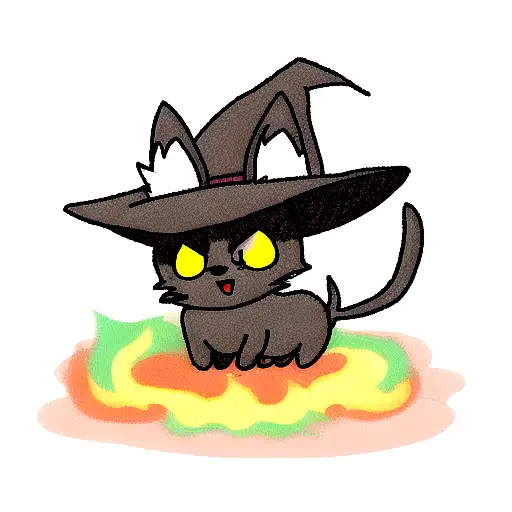 Black Cat Witch Fire