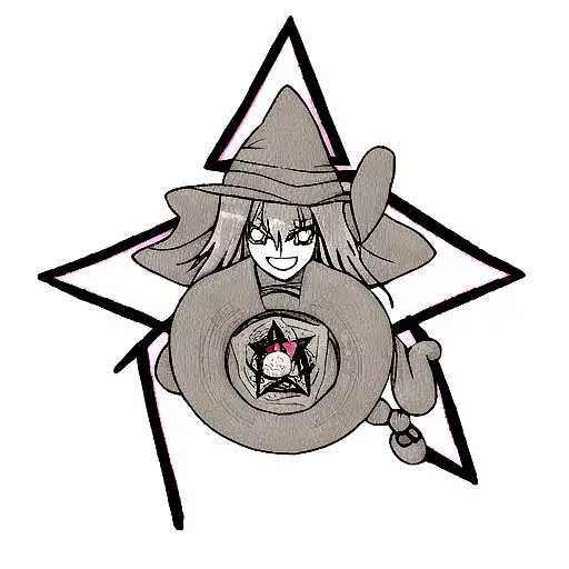 Black Cat Witch's Hat Fire Pentagram