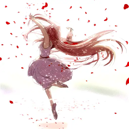 A Dancer Gracefully Moving With Flowing Rose Petals