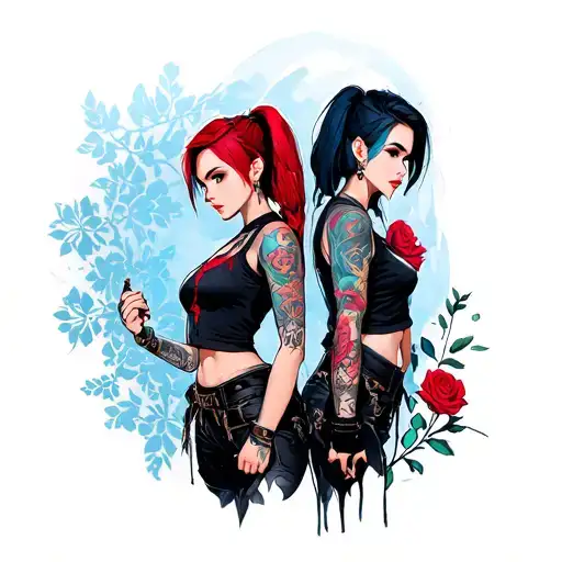 Jinx Standing Back To Back With Ruby Rose