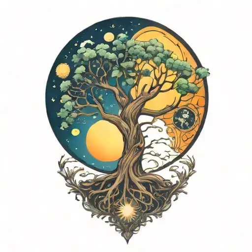Tree Of Life And Sun And Moon