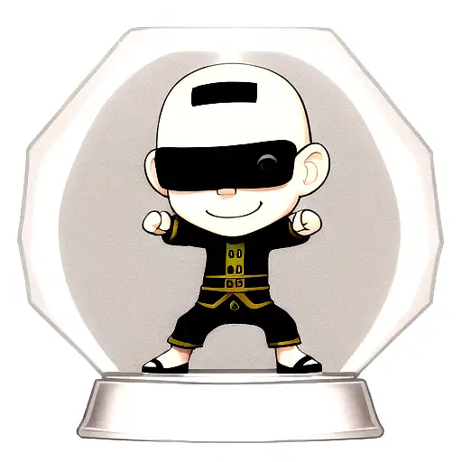 Miniature Statue Bald Guy Wearing A Vr Headset Similar To A Funko