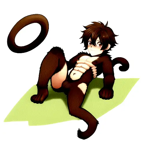 Cute Monkey With Abdominal Scars