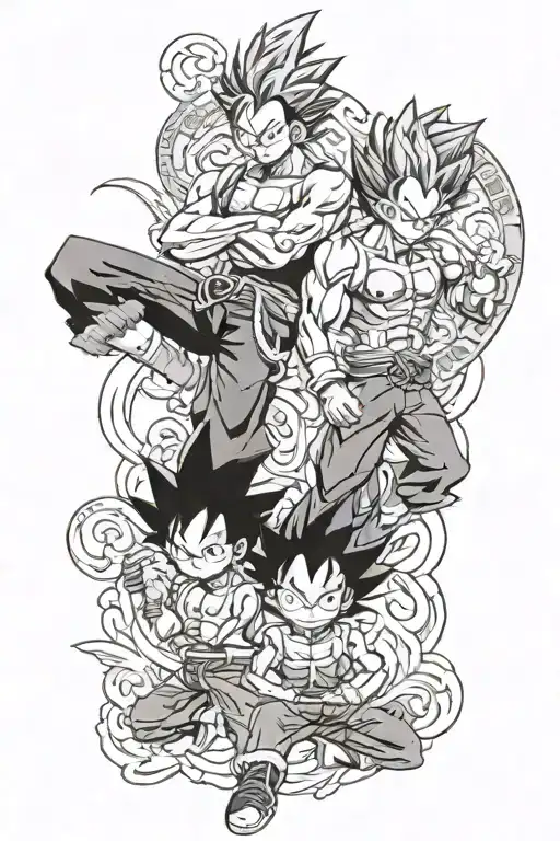Money D Luffy And Vegeta Posing Together