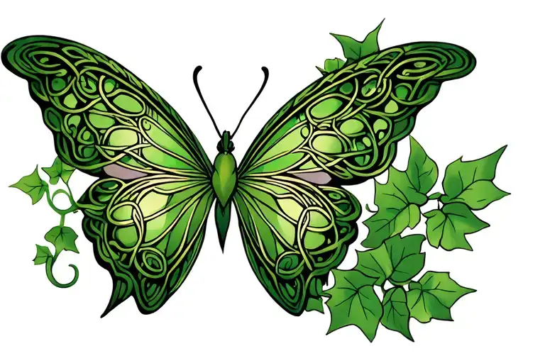 Celtic Butterfly With Ivy Leaves