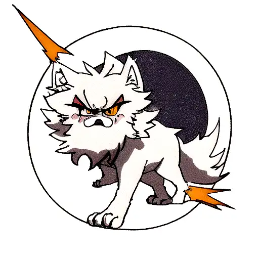 Angry Wolf With A Moon In The Background