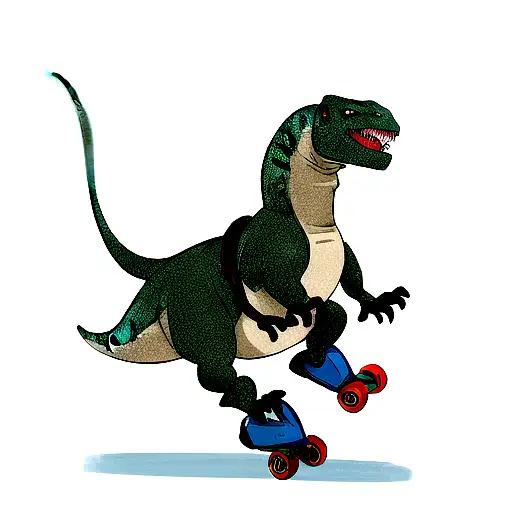 Dinosaur With Roller Skate