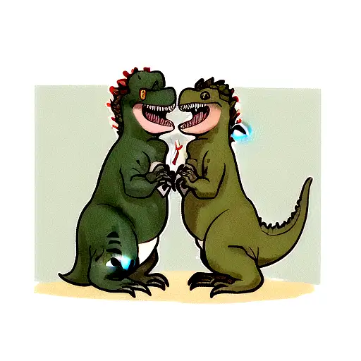 Two Dinosaurs Giving Each Other A Heart As A Sign Of Love