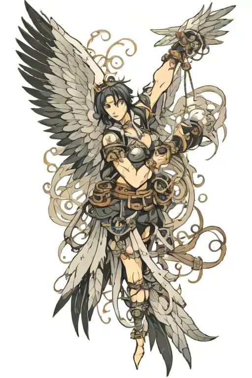 Vorno With Open Wings And In One Wing A Hand With A Bracelet