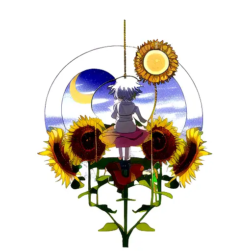 A Sunflower And Moon Intertwined