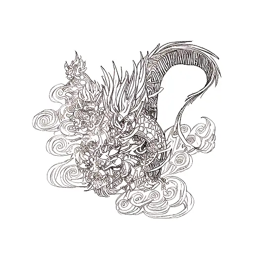 Japanese Dragon With Clouds