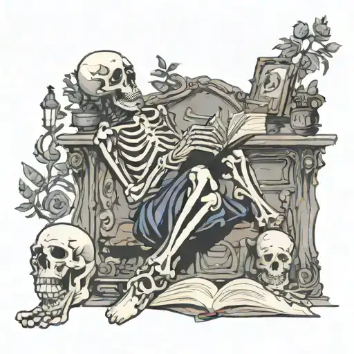 Skeleton Sitting And Reading A Book