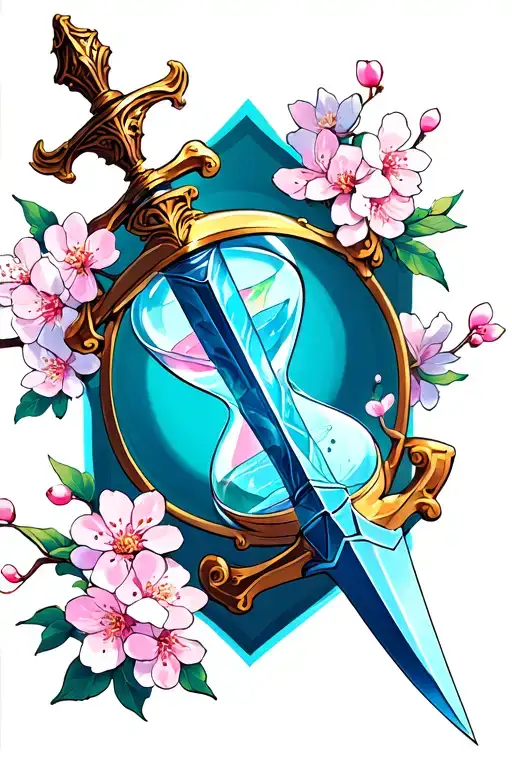 Solo Leveling Dagger With An Hourglass And Cherry Blossoms