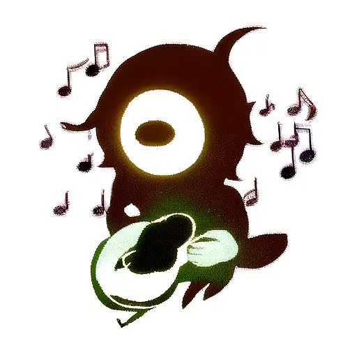 A Silhouette Of Ori From Ori And The Blind Forest Playing A Musical Instrument
