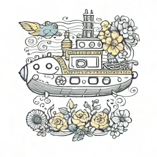 Yellow Submarine With Flowers