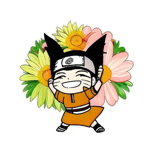 Naruto Sorrindo Com Flores Volta