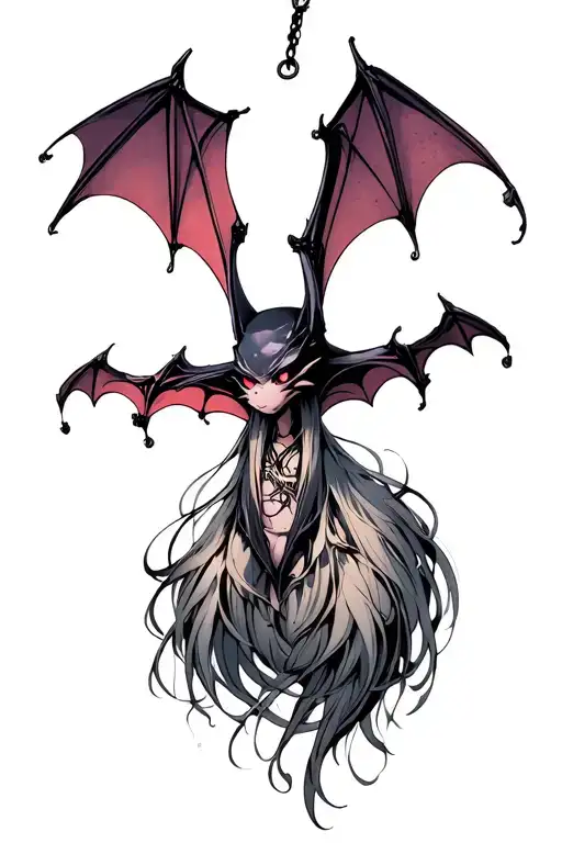 Tattoo Of A Gothic Bat Hanging Upside